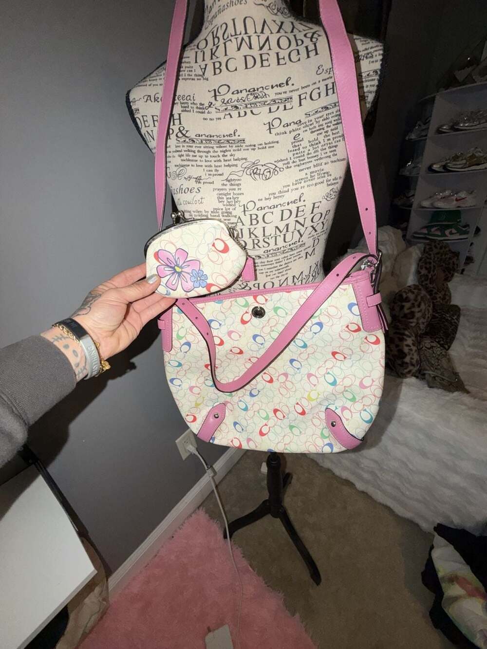 Coach Multi-Color Signature Floral Print Hobo Bag with Matching Coin Purse